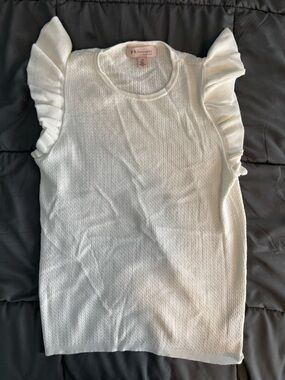 Philosophy Cream Textured Knit Tank with Ruffled Edge